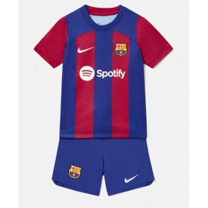 Barcelona kläder Barn 2023-24 Hemmatröja Kortärmad (+ korta byxor)